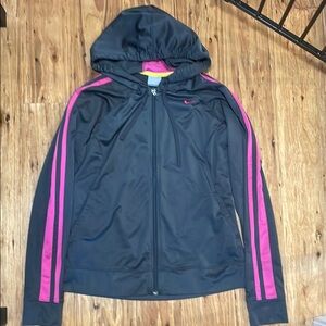 Nike Women's Gray and Pink Hooded Jacket
